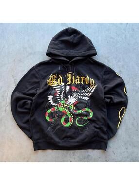 y2k ed hardy eagle snake hoodie